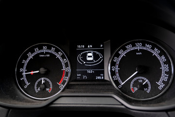 Fototapeta premium Odometer Car digital modern , Panel of devices of car afoot. background is not isolated. the Neterlands