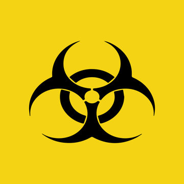 Biohazard Warning Symbol isolated on yellow background.