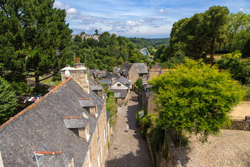 Fototapeta na wymiar Dinan, France. View of the historic street Petit Fort from the ramparts