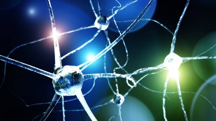 Neuron, neural network, brain activity, 3D rendering