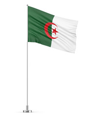 Algeria flag on a flagpole white background 3D illustration
