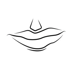 Black and white vektor lips. Beauty, fashion, cosmetic.