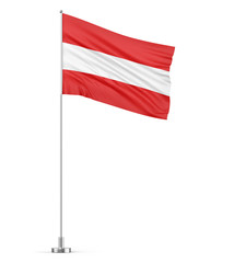 Austria flag on a flagpole white background 3D illustration