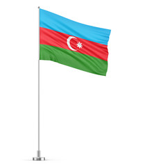 Azerbaijan flag on a flagpole white background 3D illustration