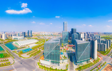 Fototapeta na wymiar City scenery around Oriental Sports Center, Pudong New Area, Shanghai, China
