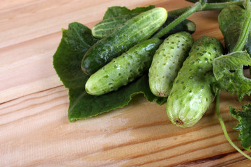 Cucumbers on table