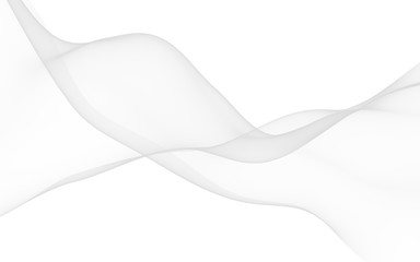 White abstract background. Fluttering white scarf. Waving on wind white fabric. 3D illustration