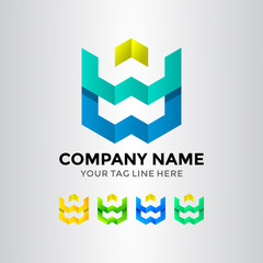 Abstract Arrow Initial WW Logo Template