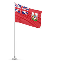 Bermuda flag on a flagpole white background 3D illustration