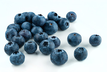Group of fresh blueberries isolated on white background.