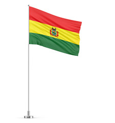 Bolivia flag on a flagpole white background 3D illustration