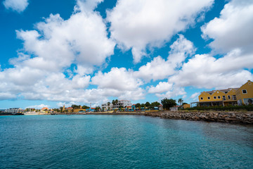 Fototapeta premium view of skyline of port of Bonaire, Caribbean