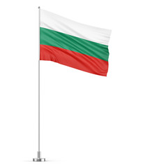 Bulgaria flag on a flagpole white background 3D illustration