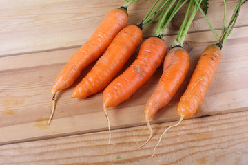 Carrots on table. Harvest