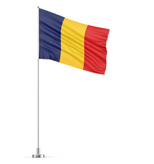 Chad flag on a flagpole white background 3D illustration