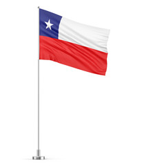 Chile flag on a flagpole white background 3D illustration