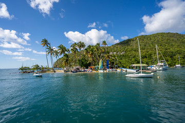boats at caribbean marigot bay, St. Lucia