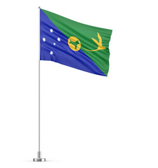 Christmas Island flag on a flagpole white background 3D illustration