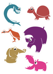 Cartoon funny animals illustration set for design 