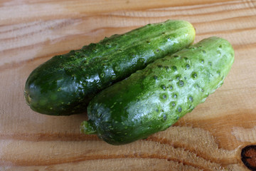 Cucumbers on table