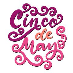 Cinco de Mayo Fiesta festival vector illustration. May 5, holiday in Mexico. Banner, party poster design with lettering. Hand drawn phrase.