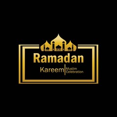 Ramadan kareem  gold mosque with black background vector design and illustration. For banners, templates and greetings cards for the month of Ramadan