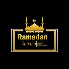 Ramadan kareem  gold mosque with black background vector design and illustration. For banners, templates and greetings cards for the month of Ramadan