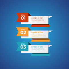 Simple infographic with 3 elements. Can be used for workflow layout, diagram, annual report, web design, flow chart and presentation.  3 options, parts, steps, processes in origami and flat style