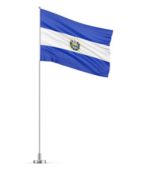 El Salvador flag on a flagpole white background 3D illustration