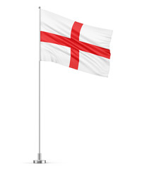 England flag on a flagpole white background 3D illustration
