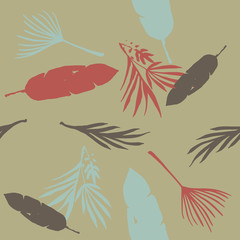 Trendy Tropical Vector Seamless Pattern. Nice Summer Textile. Banana Leaves Monstera Feather Dandelion 