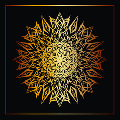 Luxury ornamental mandala design background in gold color, luxury mandala background for wedding invitation, book cover