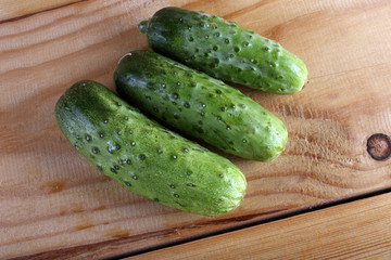 Cucumbers on table
