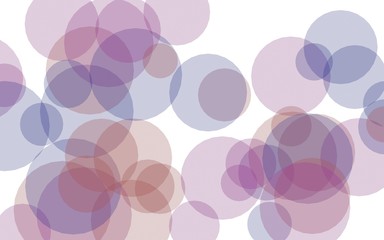 Multicolored translucent circles on a white background. Pink tones. 3D illustration