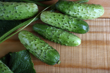 Cucumbers on table