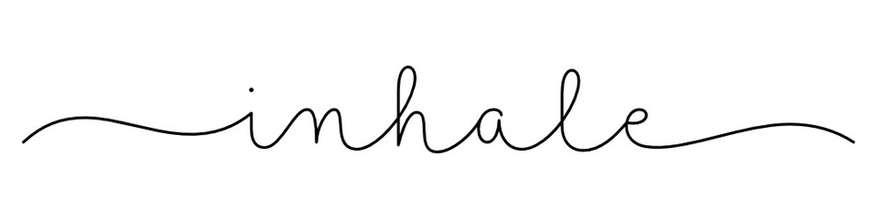 INHALE black vector monoline calligraphy banner with swashes