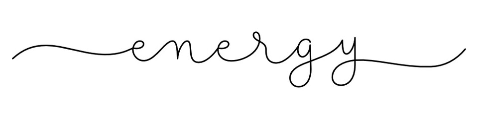 ENERGY black vector monoline calligraphy banner with swashes