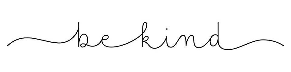 BE KIND black vector monoline calligraphy banner with swashes