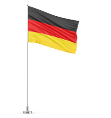 Germany flag on a flagpole white background 3D illustration