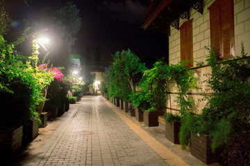 Fototapeta premium Street of old town Kaleici, Antalya Turkey at night time