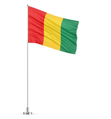 Guinea flag on a flagpole white background 3D illustration