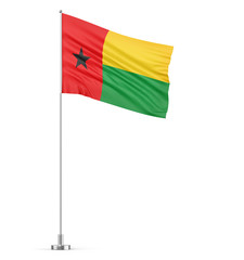 Guinea-Bissau flag on a flagpole white background 3D illustration