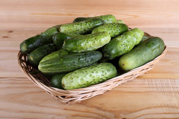 Cucumbers on table