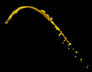 yellow paint splash isolated on black background