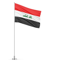 Iraq flag on a flagpole white background 3D illustration