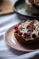 pumpkin cake with dried fruits on top