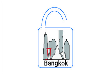 Concepts of reopening bangkok thailand after lockdown the country for prevention coronavirus pandemic outbreak. Illustration of bangkok flag and unlock key