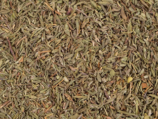 dry thyme leafs texture close up