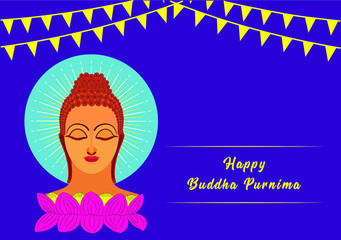 illustration of Buddha Purnima "Lord Buddha in meditation".Happy Buddha Purnima Vesak,Buddhist festival- Vector