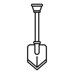 Hiking shovel icon. Outline hiking shovel vector icon for web design isolated on white background